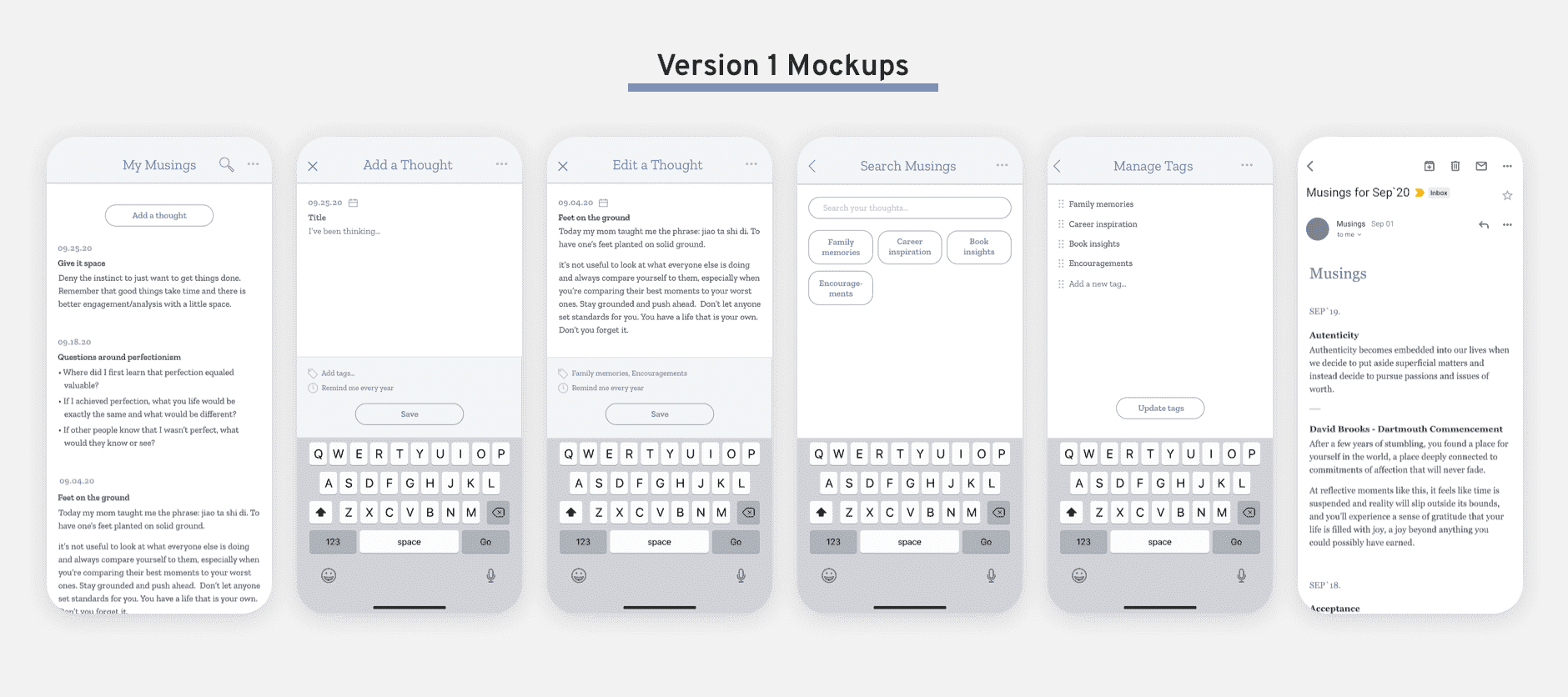 Version 1 Mockups